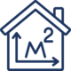 Klarschiff - Preisbeispiele zur Orientierung Icon - Haus mit Pfeilen drinnen mit der Beschriftung m²