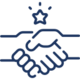 Klarschiff - Kostenlose, vertrauensvolle & unverbindliche Beratung Icon - Handschlag mit zentriertem Stern darüber