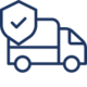 Klarschiff - Qualität & Sicherheit Icon - Transporter und Sicherheitsschild mit einem Check-Haken